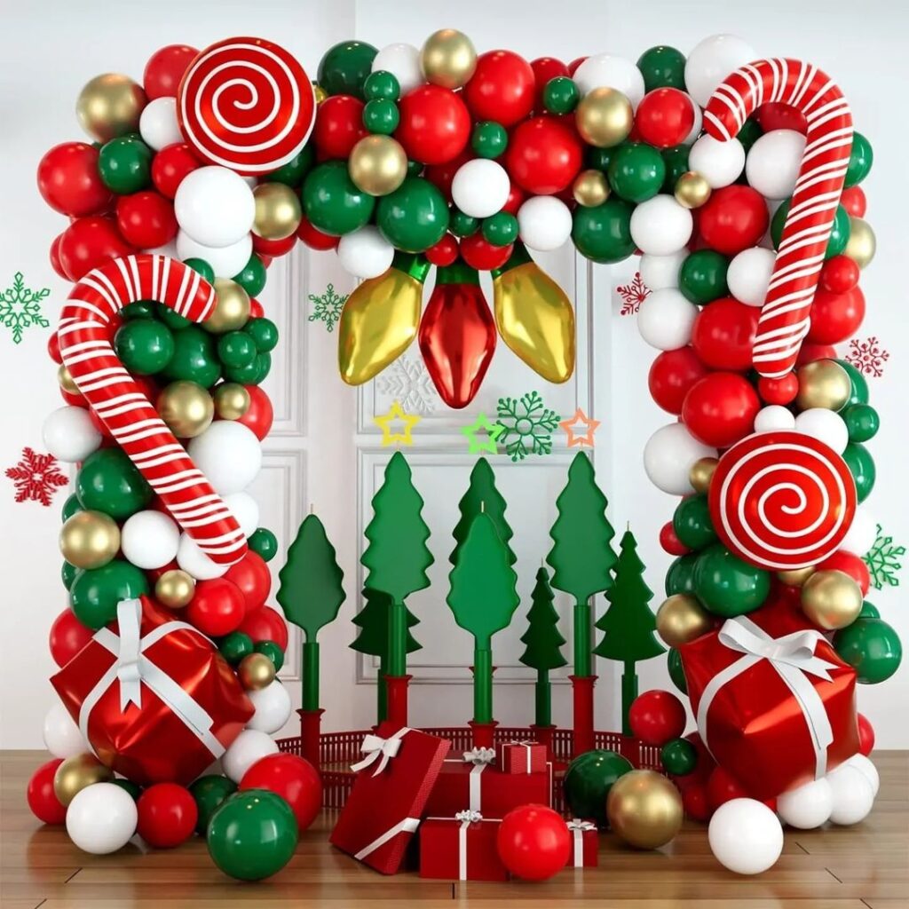 01 christmas backdrop balloons